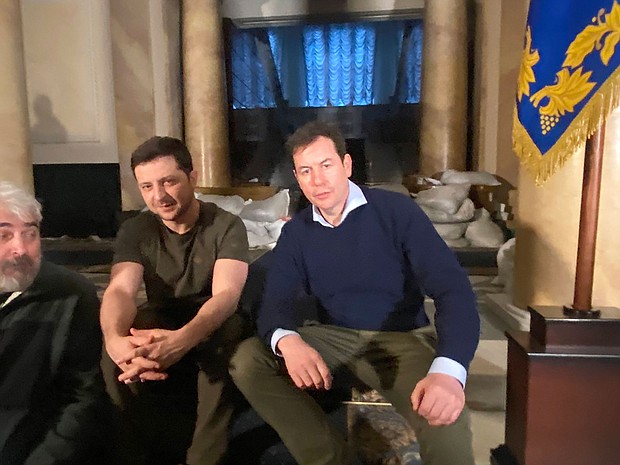 CNN's Matthew Chance, right, pictured with Ukrainian President Volodymyr Zelensky in his bunker.
Mandatory Credit:	Matthew Chance/CNN