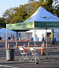 Tents used for Covid-19 testing are viewed in the parking lot of a Quest Diagnostics facility during a new coronavirus pandemic, Friday, Feb. 11, in Tampa.
Mandatory Credit:	Phelan M. Ebenhack via AP