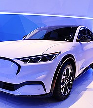 The all-new Ford Mustang Mach-E is on display at the Houston Auto Show. Ford's first full electric vehicle to compete with Tesla.
Mandatory Credit:	Shutterstock