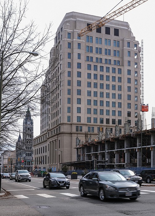 Traffic on Broad Street flows past the new 15- story General Assembly Building at 9th Street in Downtown. More than $191 million is being invested in the building that was in planning since 2016, with development work starting in 2018. State officials are hoping Gilbane Construction can wrap up the work by this fall so members of the Virginia General As- sembly can be in their new offices ahead of the 2023 legislative session. Their offices were moved during the construction to the Pocahontas Building at 900 E. Main St. The new General Assembly Building replaces the former offices, which was comprised of four connected buildings with the tallest at 11 stories. The site once was home to the Richmond office of the Freedman’s Bureau after the Civil War and the Richmond Freedman’s Bank that largely served Black people. The site later was home to the Life Insurance Co. of Virginia before the state purchased it several decades ago.