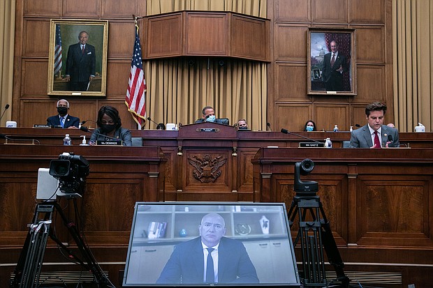 Amazon CEO Jeff Bezos testifies via video conference during the House Judiciary Subcommittee on Antitrust, Commercial and Administrative Law hearing on Online Platforms and Market Power in the Rayburn House office Building, July 29, 2020 on Capitol Hill in Washington, DC.
Mandatory Credit:	Graeme Jennings/Pool/Getty Images