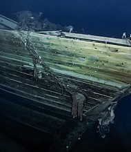 The ship, which sank in 1915, is 3,008 meters (1.9 miles or 9,842 feet) deep in the Weddell Sea, a pocket in the Southern Ocean along the northern coast of Antarctica, south of the Falkland Islands.
Mandatory Credit:	Falklands Maritime Heritage Trust and National Geographic