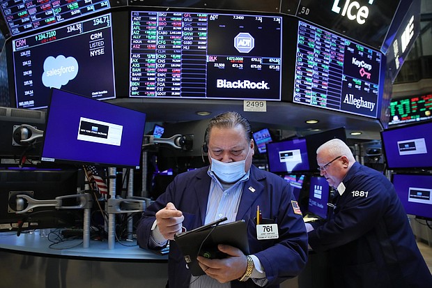 Traders work on the floor of the New York Stock Exchange (NYSE) on March 8 in New York City. The Dow was up slightly in morning trading as the Russian invasion of Ukraine continues to unsettle global markets.
Mandatory Credit:	Spencer Platt/Getty Images