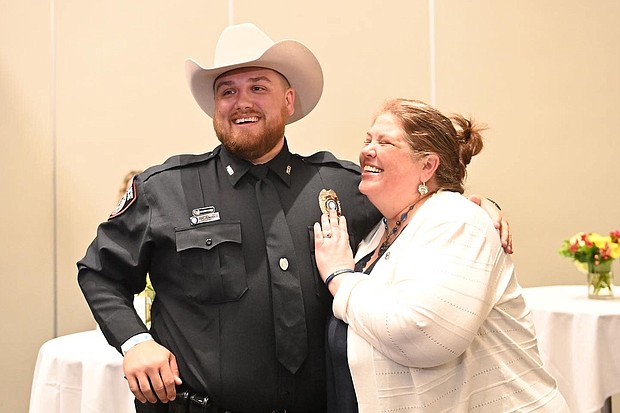 Officer Brendan McDonough with his mom