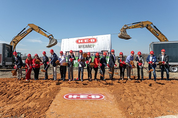 H-E-B Partners joined with McKinney Mayor George Fuller and other local officials to break ground on the new H-E-B store …