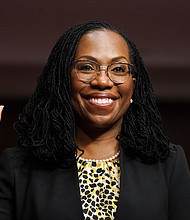 Ketanji Brown Jackson is sworn in to testify before a Senate Judiciary Committee hearing on pending judicial nominations on Capitol Hill, April 28, 2021 in Washington, DC.
Mandatory Credit:	Kevin Lamarque/Pool/Getty Images