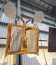 SpaceX has a new deal to launch internet-beaming satellites for its chief competitor in the satellite business — British company OneWeb. A OneWeb satellite is seen here in Newquay, England, in August 2021.
Mandatory Credit:	Hugh Hastings/Getty Images