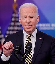 President Joe Biden, seen here on March 16, departs March 23 on one of the highest-stakes presidential trips in recent memory, a moment for the US President to assume leadership of a newly united West.
Mandatory Credit:	Alex Wong/Getty Images