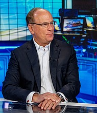 BlackRock CEO Larry Fink, seen here on March 9, says Russia's invasion of Ukraine has ended globalization as we know it.
Mandatory Credit:	Roy Rochlin/Getty Images