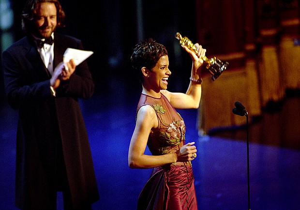 Halle Berry accepts the Academy Award for Best Actress for her performance in "Monster's Ball," in 2002. Berry finds it "heartbreaking" that she's still the only Black woman to win the best actress Oscar.
Mandatory Credit:	Getty Images