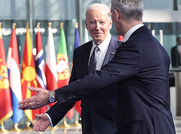 President Joe Biden announced a new initiative meant to deprive Russian President Vladimir Putin of European energy profits that Biden says are used to fuel Russia's war in Ukraine.
Mandatory Credit:	KENZO TRIBOUILLARD/AFP/Getty Images