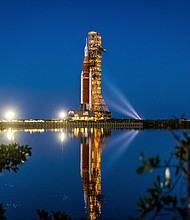 NASA's new Moon rocket at Kennedy Space Center making its first journey to the launch pad.
Mandatory Credit:	Alex G Perez/Sipa USA/AP