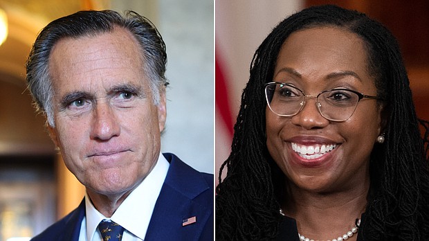 Mitt Romney and Supreme Court nominee Ketanji Brown Jackson are seen in this split image.
Mandatory Credit:	Getty Images