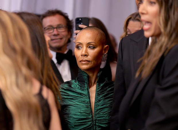 Jada Pinkett Smith attends the 94th Annual Academy Awards on March 27. Less than a week before her husband Will Smith smacked Academy Awards presenter Chris Rock for joking about his wife's shaved head Pinkett Smith host posted a video on TikTok detailing her hair experience in Hollywood.
Mandatory Credit:	Mike Coppola/Getty Images
