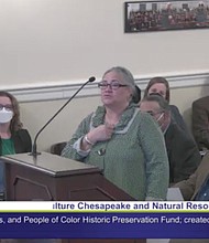 Chief G. Anne Richardson of the Rappahannock Tribe testifies before a General Assembly committee on a measure sponsored by Delegate Delores McQuinn of Richmond that will create a special historic preservation fund for Virginia’s Black, Indigenous and People of Color and their communities.