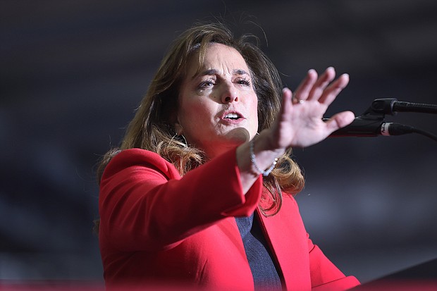 US Rep. Lisa McClain (R-MI) made a series of false claims in a short speech at a rally hosted by former President Donald Trump on April 2, near Washington, Michigan.
Mandatory Credit:	Scott Olson/Getty Images