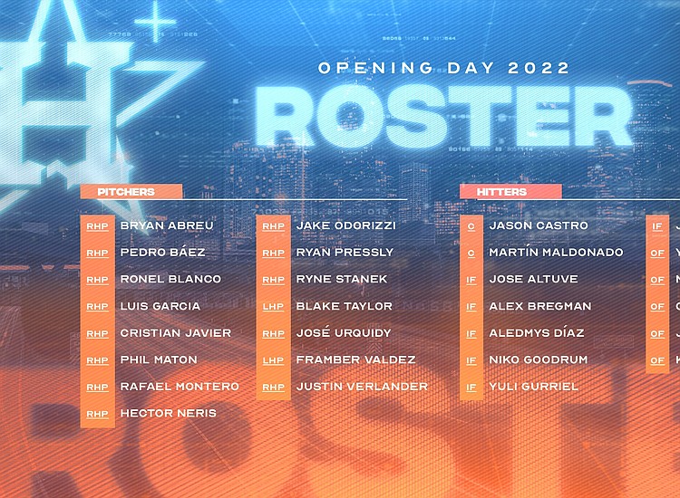 Astros Set 2022 Opening Day Roster, Houston Style Magazine