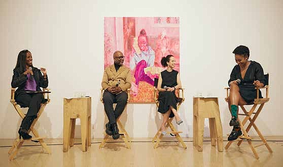 Sarah Lewis, Associate Professor of History of Art and Architecture and African and African American Studies at Harvard University; Dr. Louise Bernard, director of the Obama Presidential Library Museum; and Kimberly Drew, Associate Director at Pace Gallery, joined Theaster Gates for a conversation about design and the arts.