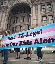 Transgender youth, parents and several Democratic lawmakers rally at the Texas Capitol April 28, 2021.
Mandatory Credit:	Bob Daemmrich/Alamy Stock Photo