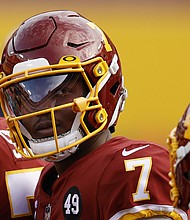 Dwayne Haskins played in 16 games over two seasons for the Washington Football Team before joining the Pittsburgh Steelers. Haskins died when he was struck by a dump truck April 10 as he tried to cross a highway on foot in South Florida, authorities said.
Mandatory Credit:	Tim Nwachukwu/Getty Images