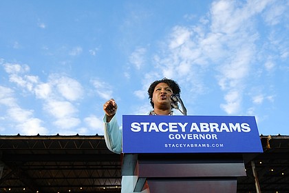 Georgia gubernatorial Democratic candidate Stacey Abrams speaks during a campaign rally on March 14, 2022, in Atlanta