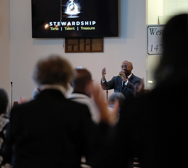 The Rev. Michael R. Lomax, the church’s 15th pastor, preached the service.