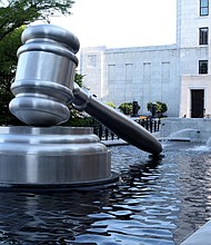 Andrew Scott's "Gavel" sculpture sits outside the Ohio Supreme Court in Columbus on May 18, 2014.
Mandatory Credit:	Raymond Boyd/Michael Ochs Archives/Getty Images
