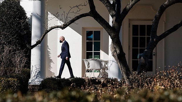 President Joe Biden's trademark political traits are tested by the war in Ukraine. Biden is here pictured, February 10, outside the White House in Washington, DC.
Mandatory Credit:	Anna Moneymaker/Getty Images