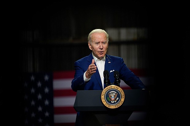 Joe Biden, seen here in Menlo, Iowa, on April 12, will visit on Tuesday the New Hampshire harbor to highlight investments in the nation's ports and waterways.
Mandatory Credit:	Carolyn Kaster/AP