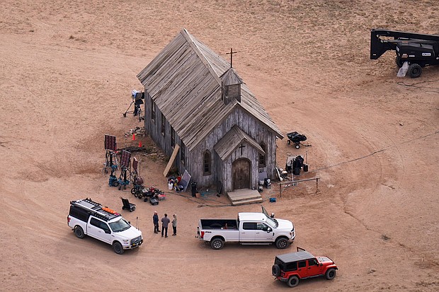 The Bonanza Creek Ranch in Santa Fe, New Mexico, on October 23, 2021.  Santa Fe County Sheriff Adan Mendoza said that the text messages related to the fatal shooting on the "Rust" movie set are "concerning."
Mandatory Credit:	Jae C. Hong/AP/File