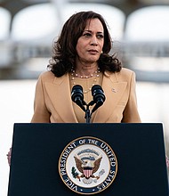 Vice President Kamala Harris, seen here in Selma, Alabama on March 6, has tested positive for Covid-19.
Mandatory Credit:	Elijah Nouvelage/AFP/Getty Images