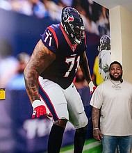 Houston Texans offensive lineman Tytus Howard's picture was placed on the wall at Markham Complex at Alabama State University to honor the highest draft pick in school history.