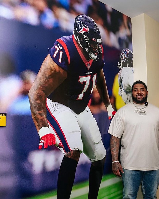 Houston Texans offensive lineman Tytus Howard's picture was placed on the wall at Markham Complex at Alabama State University to honor the highest draft pick in school history.