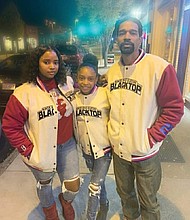From left, wife, Tiffany Harris; daughter, Ti-Mani Harris, 13; and Arthur E. “Manny” Harris Jr.