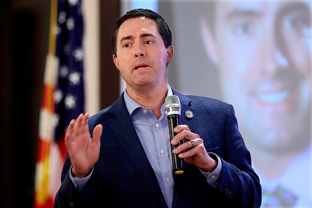 Ohio Secretary of State Frank LaRose, here speaking to the Fairfield County Lincoln Republican Club in Pickerington, Ohio, on March 24, is seeking a second term as Ohio's election chief.
Mandatory Credit:	Paul Vernon/AP