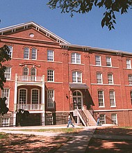 Morris Brown College students walk past the historic Gaines Hall on the campus in Atlanta on Thursday, September 10, 1998.
Mandatory Credit:	Ric Feld/AP
