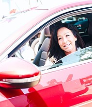 Kristin Johnson in her Volkswagon Passat/Photo Cred: JRMH Photos