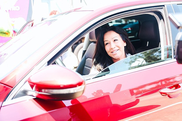 Kristin Johnson in her Volkswagon Passat/Photo Cred: JRMH Photos