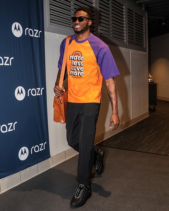 Thanasis Antetokounmpo chose to wear Dolce&Gabbana for his arrival at Fiserv Forum, Milwaukee for the 2022 NBA Playoffs Celtics VS ...