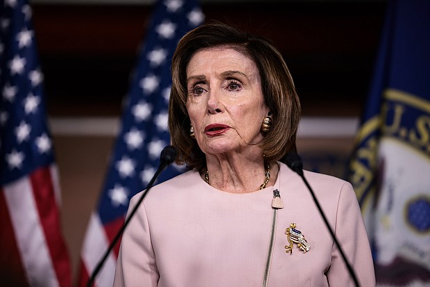 House Speaker Nancy Pelosi (D-CA) speaks at her weekly press conference at the U.S. Capitol Building on October 21, 2021 in Washington, DC. The Democratic-led House of Representatives is expected to vote May 10 evening on a nearly $40 billion bill to deliver aid to Ukraine as it continues to face Russia's brutal assault.
Mandatory Credit:	Anna Moneymaker/Getty Images