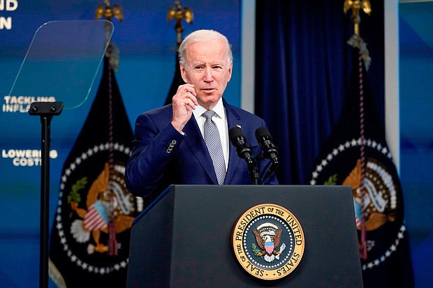 President Joe Biden pictured here on May 10, in Washington blamed the Covid-19 pandemic and Russia's war in Ukraine for troubling economic news as he and his administration went on the defensive over mounting inflation and rising gas prices.
Mandatory Credit:	Manuel Balce Ceneta/AP