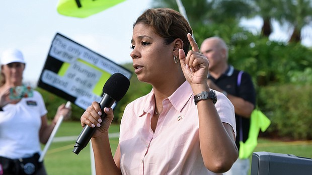 Pam Keith, a former Democratic congressional candidate, went viral on Twitter over the weekend with a false claim that Tennessee has banned Plan B.
Mandatory Credit:	Melanie Bell/The Palm Beach Post/Zuma Press