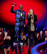 The winner of the inaugural "American Song Contest" was announced on May 9. Kelly Clarkson (right) and Snoop Dogg hosted the reality competition series.
Mandatory Credit:	Trae Patton/NBC