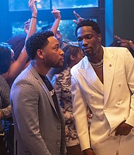 (L center-R) JACOB LATIMORE as Kevin and TOSIN COLE as Damon in New Line Cinema and HBO Max’s "HOUSE PARTY.”
Photo by Ron Batzdorff