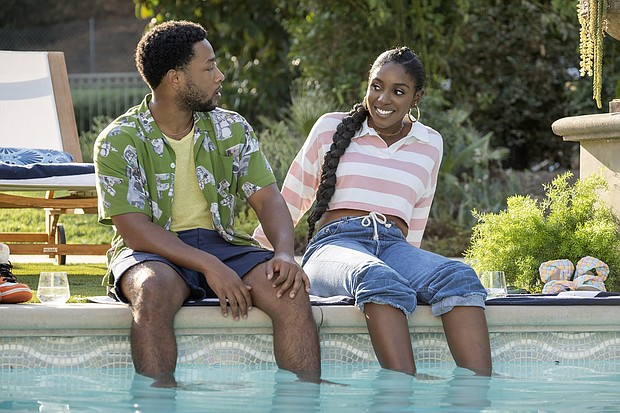 (L-R) JACOB LATIMORE as Kevin and KAREN OBILOM as Venus in New Line Cinema and HBO Max’s "HOUSE PARTY.” 

Photo by Ron Batzdorff