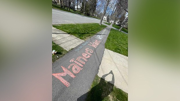Republican Sen. Susan Collins called the police after an abortion rights message was written on a sidewalk outside her Maine home.
Mandatory Credit:	Andrea LaFlamme