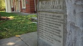 Confederate marker on the lawn of the Marsh Courthouse in Manchester.