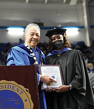Rashida Jones, president of MSNBC and a 2002 graduate of Hampton University, receives the Outstanding 20-Year Alumna Award.