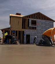 Contractors work in a housing development in Antioch, California, on March 31. The Biden administration is announcing an action plan on April 16 aimed at boosting the supply of affordable housing amid high inflation.
Mandatory Credit:	David Paul Morris/Bloomberg/Getty Images