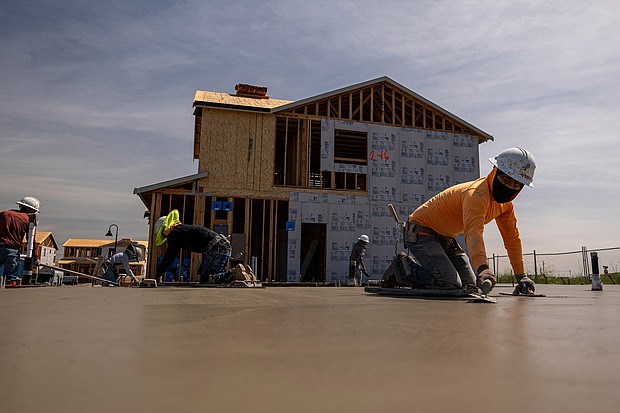 Contractors work in a housing development in Antioch, California, on March 31. The Biden administration is announcing an action plan on April 16 aimed at boosting the supply of affordable housing amid high inflation.
Mandatory Credit:	David Paul Morris/Bloomberg/Getty Images
